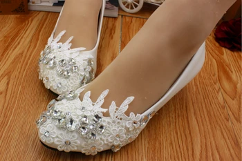 Ivory pantofi de nunta femeie HS017 dantelă flori de lux, cristal, pietre mirese pantofi doamna de sex feminin pantofi de mireasa, domnisoara de onoare