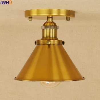 IWHD Ameican de Aur CONDUSE de Plafon Lumina Vintage Camera de zi Flush Mount Industriale Lampă de Tavan Plafonnier de iluminat Corp de Iluminat
