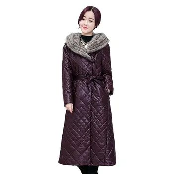 Jacheta de iarna Haină Lungă 2017 Imitație de Blană de Samur Guler din piele de Oaie Îmbrăcăminte Jos Haina cu Glugă Timp Chineză Jacheta Pentru Femei LY577