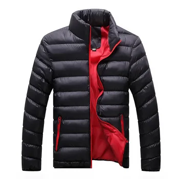 Jachete de iarnă Mens 2018 Nou Elegant Slim Fitness Matlasat cu Maneca Lunga din Bumbac Căptușit Solid Gros Parka XXXL
