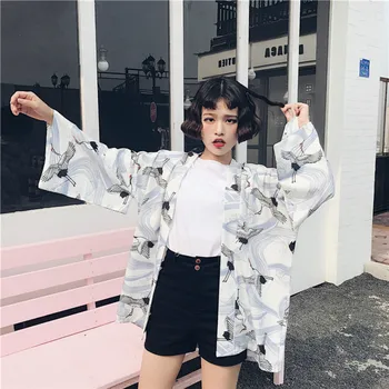 Japoneze Halate de Streetwear Stil Macara Liber Șifon Cardigan Kimono Feminino de Moda pentru Femei cămăși pentru Haine Lungi