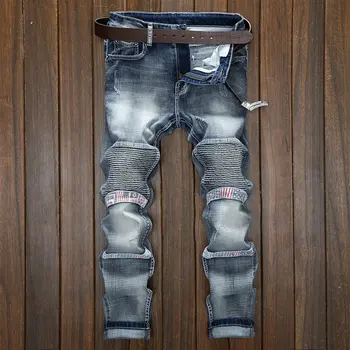 Jbersee Bărbați Motociclist Blugi Pantaloni Slim Fit Brand Designer de Pantaloni din Denim Personalitate Patchwork Skinny Jeans Barbati