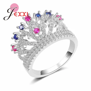 JEXXI Femei Mixte de Zircon Cubic Inele De Nunta Accesorii de Moda de Argint 925 Propunerea de Logodnă în Deget Inelul de Bijuterii