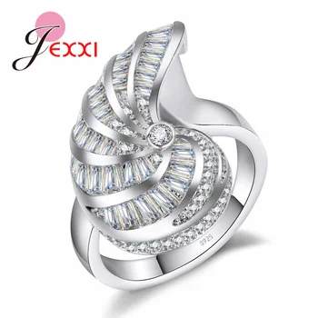 JEXXI Formă Geometrică de Moda de Cristal Argint 925 Inele Pentru Femei Bijuterii Zircon Cubic de Logodna Anillos Bague Femme