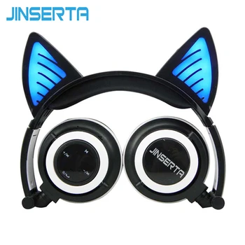 JINSERTA Fordable Cosplay Pisică Ureche Căști Bluetooth Căști Stereo fără Fir căști cu Microfon pentru Telefon Universal de 3,5 mm AUX