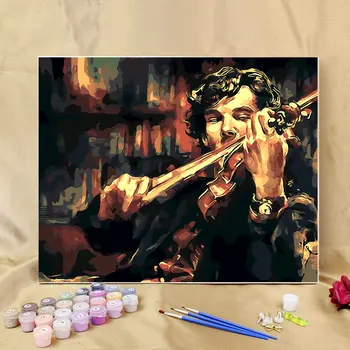Joc TV Pictură în Ulei De Numere Pe panza Sherlock Holmes DIY Vopsea de numărul de Kituri pentru Adulți colorat De Numere