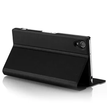 Joylink Piele PU Flip Folder Caz pentru Xperia z2 Negru de Protectie Suport Telefon Mobil Capac, Durabil Slim Fit