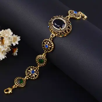 Joyme Brand Vintage Boem Turcia Destul De Bijuterii Gol Afară De Floare De Opal Declarație Brățară De Aur Bijoux Femme Petrecere