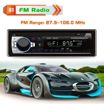 JSD520 4*60W Bluetooth Car MP3 player Radio FM DC12V In-dash-Unul Din SD USB AUX MP3 MMC WMA Receptor audio Auto Panou Fix 7388