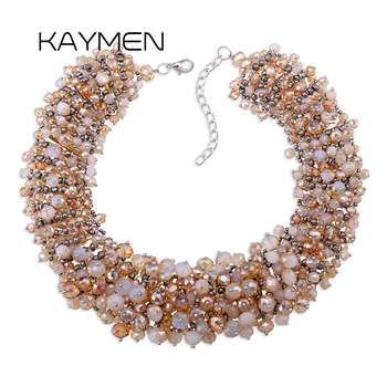 KAYMEN Nou Design de Top Plin de Cristale de Handmade Colier Statement pentru Femei Petrecerea de Nunta Unice Excelent Cravată Coliere