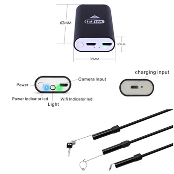 KERUI Endoscop WIFI Camera Mini rezistent la apa Moale Cablu Cameră de Inspecție 8mm 1M Endoscop USB Endoscop IOS Endoscop Pentru Iphone