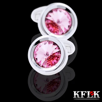 KFLK 2018 Lux butoni camasa pentru barbati Brand butonul nunta de Cristal butoni de Inalta Calitate de culoare Roz abotoaduras Bijuterii