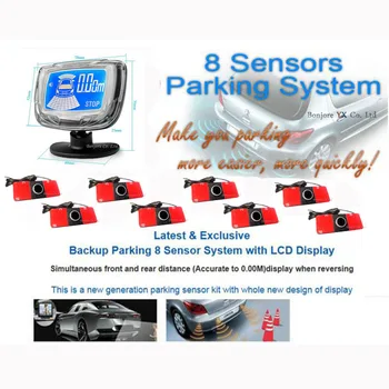 Koorinwoo Monitor Lcd Senzor de Parcare Auto 8 Radare Auto detector din Față și din Spate a Vehiculului Parktronic cu Senzori de Parcare Sistem de