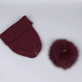 La modă pentru Copii de Iarna Tricotate Pălării de Top cu Naturale Pompom Blană de Vulpe pentru Femei de Iarnă de Schi Copil Pălărie Balaclava Masca Craniu, Os
