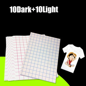 Laser Hârtie de Transfer de Hârtie A4 Căldură Termică Fierbinte de Transfer de Hârtie de Imprimare Autocolante Cu Căldură Apăsați Pentru t-shirt 10 Lumina+10 Întuneric