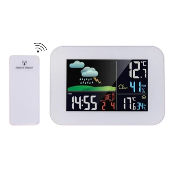 LCD Mare, Color Display Wireless Termometru Higrometru Stație Meteo Prognoza de Temperatură și Umiditate Tester Ceas Alarma Snooze