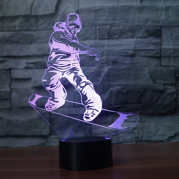 LED Snowboarding Lampă 7 Culori Schimbare de Lumină 3D Iluzie Lampa de Noapte Cadouri pentru Sport Gratuit Picătură Navă