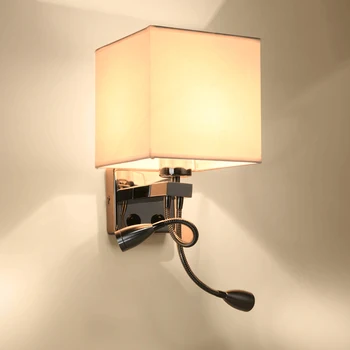 LED-uri moderne Tesatura + Fier Lampă de Perete decor tub dublu E27 comutator iluminat Dormitor lectură Noptiera negru/alb/maro/lenjerie de pat
