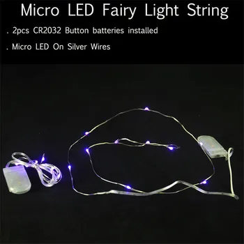 LED Înstelat Șir de Lumini De 10 Micro Lacrimă Led-uri pe Fir de Argint,2 buc CR2032 Baterii Incluse pentru DIY tort de Nunta