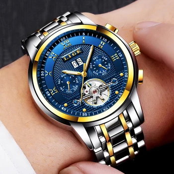 LIGE Bărbați Ceasuri de Top de Brand de Lux Ceas Automatic Barbati Plin de oțel Încheietura mîinii ceas Fashion Casual Impermeabil Ceas reloj hombre