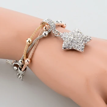 LongWay de Aur de Culoare Argint Bratari & Brățări Pentru Femei Top Austrain Crystal Star Brățări 3 Buc Bijuterii SBR140633