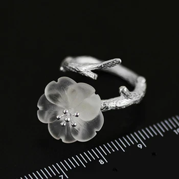 Lotus Distractiv Real Argint 925 Naturale Handmade Bijuterii Fine de Flori în Ploaie Inel Deschis Inele pentru Femei de sex Feminin Bijoux