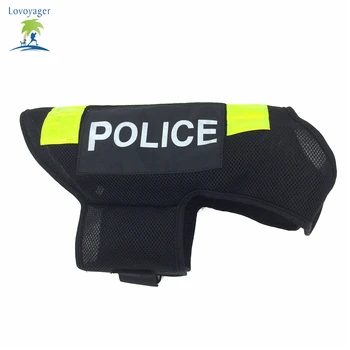 Lovoyager în aer liber animale de companie haine plasă de securitate Hamul Reglabil siguranță reflectorizante Câine de Poliție Vesta Black S/M/L/XL
