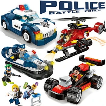 Luminează-Poliția De Învățământ Blocuri Jucarii Pentru Copii, Cadouri Pentru Copii Masini Elicopter Barca Compatibil Cu Legoe