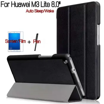 Magnet Stand Inteligent din Piele PU de Acoperire Coajă Funda Caz pentru Huawei MediaPad M3 Lite 8.0