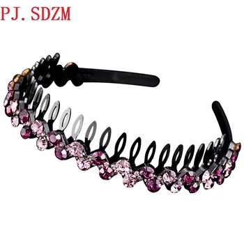 Manual CZ de Cristal Femei Hairband de Lux Spumant Stras de sex Feminin Dulce Drăguț Accesorii de Par cu Dinti Bentita HoopHB0045