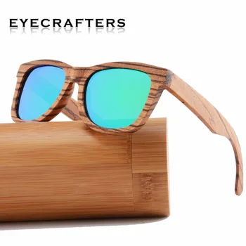 Manual de Bambus ochelari de Soare Barbati Zebra din Lemn ochelari de Soare pentru Femei Brand Designer Oglindă ochelari de Soare de Lemn Oculos de sol masculino