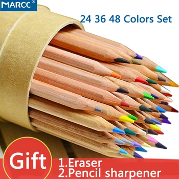 MARCO 24/36/48 Culori Creion de Culoare de Lemn Gras Pastel Creioane Colorate pentru Copii, Școala de Artă Desen Lapices De Colores
