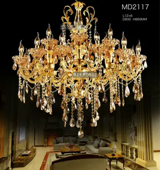 Mare de Cristal de Aur Iluminat Candelabru Mare de Cristal Lustru de iluminat Candelabru de Cristal pentru Hotel Proiectului MD2117