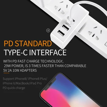 Mcdodo USB PD 29W Încărcător Rapid pentru iPhone X 8 Plus de Tip c usb-c Charge Încărcare Rapidă Dual USB Încărcător pentru Samsung, Xiaomi, Huawei
