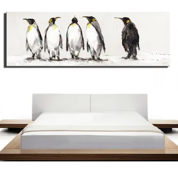 Minunat Pinguini Din Antarctica Picturi Pe Pânză De Culoare Alb-Pop Moderne Animale Arta De Perete Panza Printuri Pinguini Decor Acasă Imagini