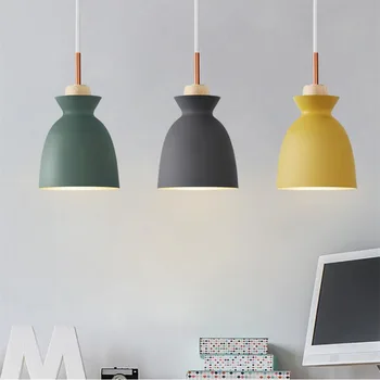 Moda Colorate din Lemn Moderne Lumini Pandantiv Lamparas design Minimalist umbra corp de Iluminat Sala de Mese Lumini Pandantiv Lampă