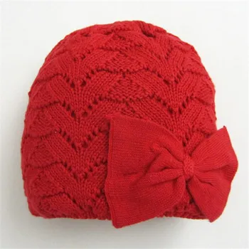 Moda Copil Nou-născut Pălărie cu Arc Croșetat Toamna Iarna Cald Copil Pălărie pentru Fete Capac Nou Copii Pălării Capace Copii se potrivesc de la 0 la 6Y