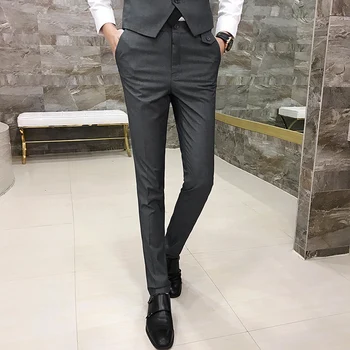 Moda pentru Bărbați Pantaloni Casual, de Bună Calitate, Oameni de Afaceri Culoare Pură Pantaloni