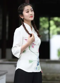 Moda Vara Alb Chinezi de sex Feminin Tricou Topuri Doamna Lenjerie de pat din Bumbac Bluza tang Haine Marimea S M L XL XXL XXXL 2615-2