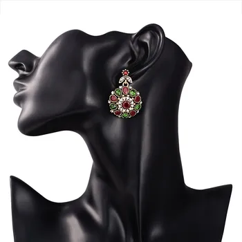 Moda Vintage Etnice Bijuterii Cristal Colier de Flori Seturi de Moda Cercel Pentru Femei turc 3Pc Nigerian Colier Șirag de mărgele Roșii