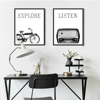 Modern nordic poster alb-Negru Retro stil industrial Multi pictyre Încă de Viață living decor panza de imprimare mașină de Scris