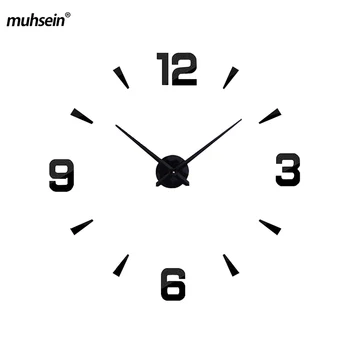 Muhsein 2017 Nou Ceas de Perete Acrilica Metal Oglindă Mare decor Personalizat de Perete Ceasuri 3D Ceasuri de perete mare transport Gratuit