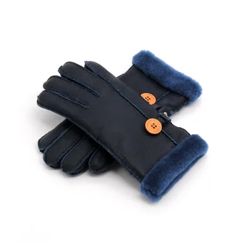 Mănuși pentru Femei, Mănuși groase de Iarna din Piele Blana Gros de Moda Mănușă de piele de Oaie Casual Lână Îmbrăcăminte, Accesorii de Îmbrăcăminte de Lână Carouri
