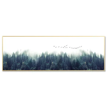 NDITB Ceață Pădure Panza Poster Peisaj Arta Print Banner Lung de Pictura Nordică Decor Natura Poza Perete pentru Camera de zi