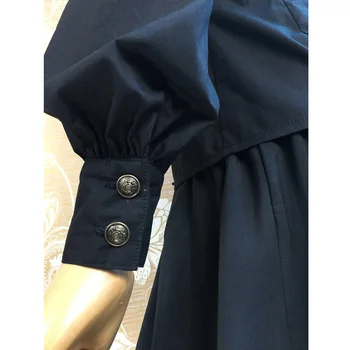 Negru/Alb marimi S-XL 2016 Toamna Lantern Maneca Gotic Tricouri Femei Subțire Elegant Printesa de Epocă Doamnelor Regal Lolita Bluze