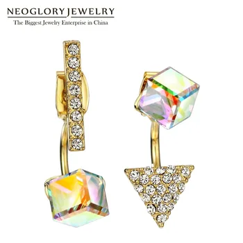 Neoglory REALIZATE CU ELEMENTE SWAROVSKI Cristal Moda Lumina de Culoare Aur Galben Cercei Patrati pentru Femei 2018 Nou Fierbinte Cadouri GJ