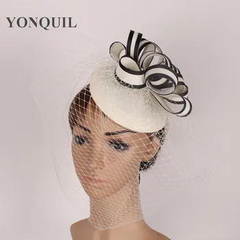 New sosire femei Elegante petrecere de fildeș fascinator palarie de mireasa, voaluri fascinator de bază pălărie chic atractiv articole pentru acoperirea capului SYF97