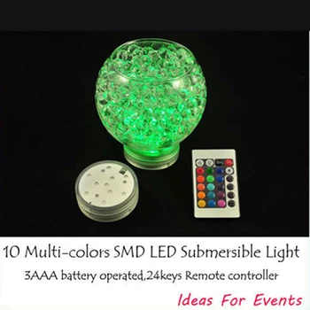 New Sosire Submersibile Colorate 4buc/lot alimentat de la Baterie LED-uri de Lumină de Bază centrală de iluminat pentru eveniment nunta deocoration