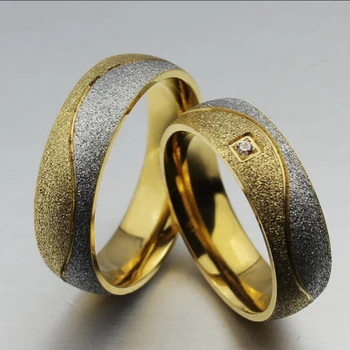 NIBA de Culoare de Aur Cuplu de Cristal Inel Scrub Mată din oțel Inoxidabil Inele de Nunta Pentru Femei sau bărbați, Bijuterii en-gros