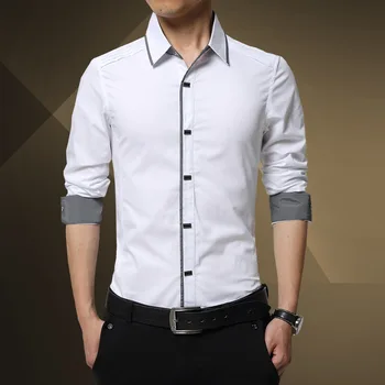 Noi 2017 Primavara Toamna Rochie din Bumbac Tricouri de Înaltă Calitate Mens Casual Camasa Casual Barbati Plus Dimensiune 4XL Slim Fit Sociale Tricouri